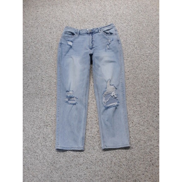 32 Buckle Vervet 90s Y2k High-Rise Straight Leg Crop Distressed Ripped - Picture 1 of 6
